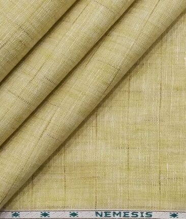 Nemesis Beige 100% Irish Linen Self Design Shirt Fabric (1.60 M)