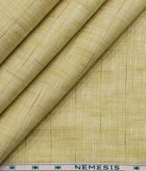 Nemesis Beige 100% Irish Linen Self Design Shirt Fabric (1.60 M)