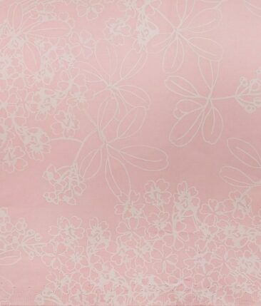 Nemesis Light Baby Pink 100% Egyptian Cotton White Floral Print Shirt Fabric (1.60 M)