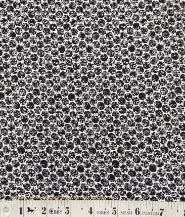 Nemesis White 100% Egyptian Cotton Black Print Shirt Fabric (1.60 M)
