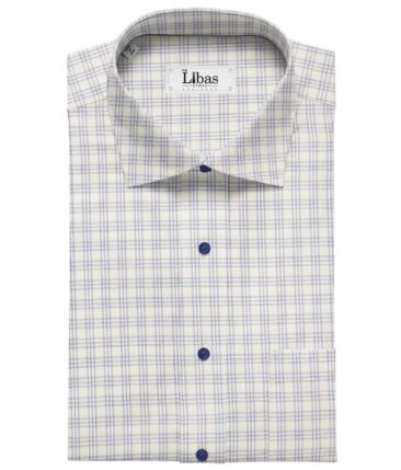 Nemesis White Oxford Weave 100% Egyptian Cotton Blue Checks Shirt Fabric (1.60 M)