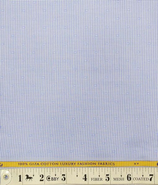 Nemesis Sky Blue 100% Egyptian Cotton Houndstooth Weave cum Dobby Shirt Fabric (1.60 M)