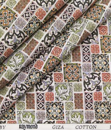 Raymond Multi Color 100% Giza Cotton Digital Print Luxury Shirt Fabric (1.60 M)
