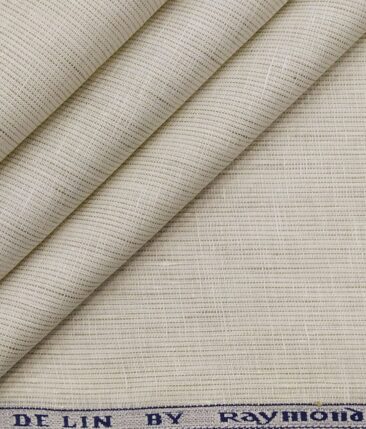 Raymond Off-White 100% Pure Linen 70 LEA Brown Striped Shirt Fabric (1.60 M)