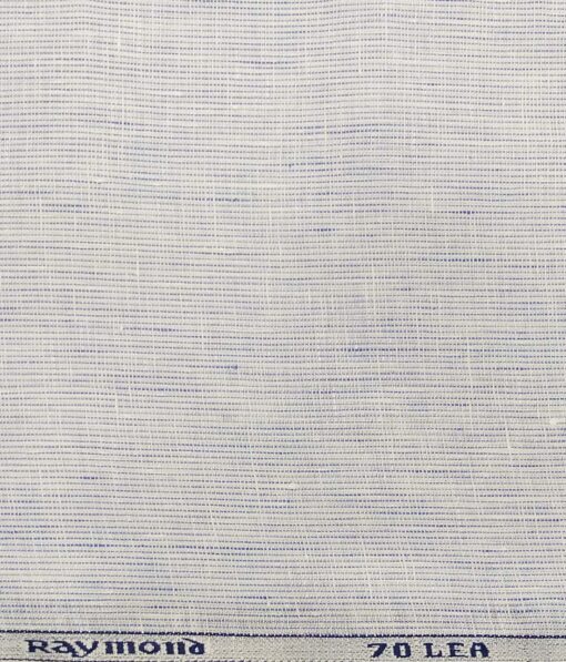 Raymond White 100% Pure Linen 70 LEA Blue Striped Shirt Fabric (1.60 M)
