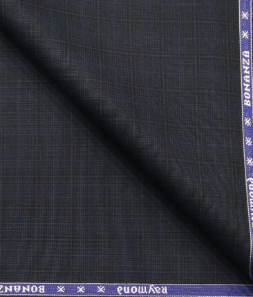 Raymond Dark Blue Self Checks Poly Viscose Unstitched Fabric (1.25 Mtr) For Trouser
