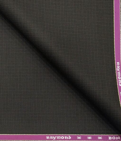 Raymond Dark Brown Self Design Poly Viscose Unstitched Fabric (1.25 Mtr) For Trouser
