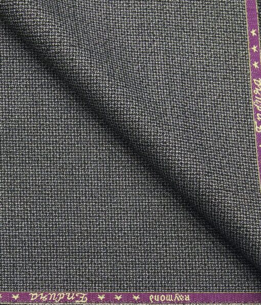 Raymond Black & Silver Grey Structured Poly Viscose Unstitched Fabric (1.25 Mtr) For Trouser