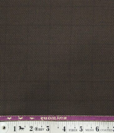 Raymond Mocha Brown Dotted Structured Self Checks Poly Viscose Unstitched Fabric (1.25 Mtr) For Trouser