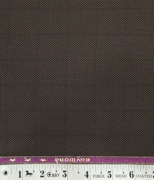 Raymond Mocha Brown Dotted Structured Self Checks Poly Viscose Unstitched Fabric (1.25 Mtr) For Trouser