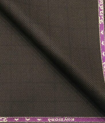 Raymond Mocha Brown Dotted Structured Self Checks Poly Viscose Unstitched Fabric (1.25 Mtr) For Trouser