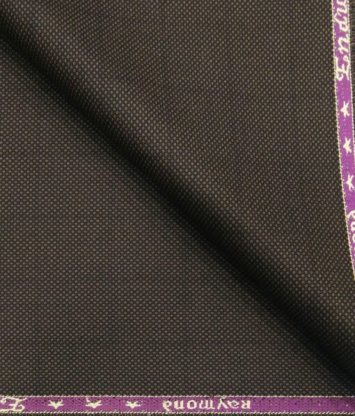 Raymond Mocha Brown Dotted Structured Self Checks Poly Viscose Unstitched Fabric (1.25 Mtr) For Trouser