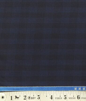 Raymond Dark Navy Blue Checks Poly Viscose Unstitched Fabric (1.25 Mtr) For Trouser, Blazer or Suit - Image 3