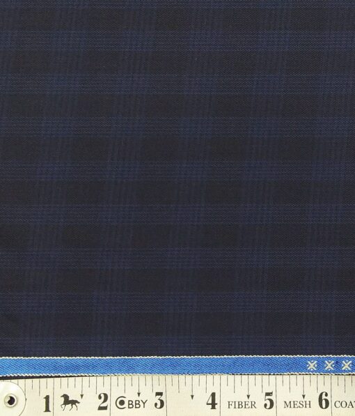 Raymond Dark Navy Blue Checks Poly Viscose Unstitched Fabric (1.25 Mtr) For Trouser, Blazer or Suit - Image 3