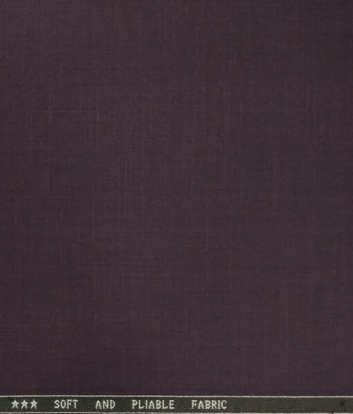 Raymond Dark Wine Purple Self Design Poly Viscose Unstitched Fabric (1.25 Mtr) For Trouser