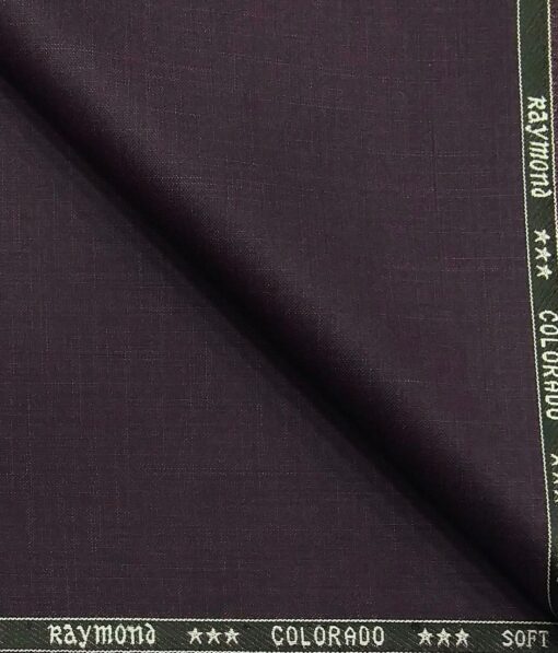 Raymond Dark Wine Purple Self Design Poly Viscose Unstitched Fabric (1.25 Mtr) For Trouser