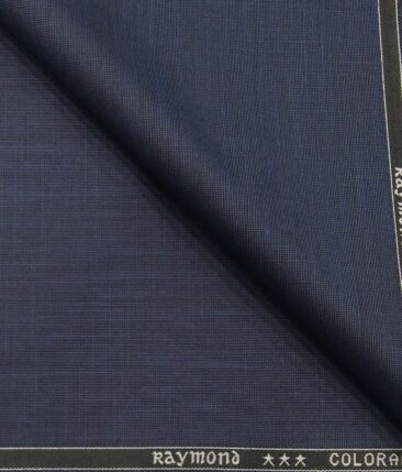 Raymond Dark Blue Self Structured Poly Viscose Unstitched Fabric (1.25 Mtr) For Trouser