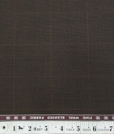 Raymond Dark Brown Self Checks 10% Merino Wool Unstitched Fabric (1.25 Mtr) For Trouser