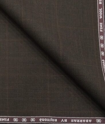 Raymond Dark Brown Self Checks 10% Merino Wool Unstitched Fabric (1.25 Mtr) For Trouser