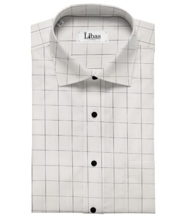 Giza House by Soktas White 100% Finest Egyptian Cotton Black Broad Checks Shirt Fabric (1.60 M)