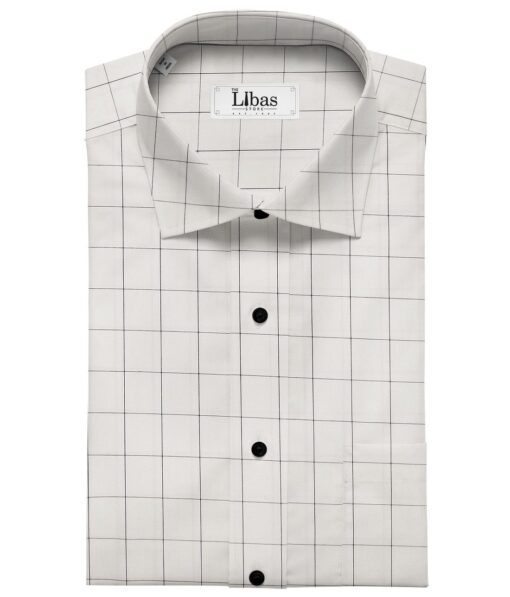 Giza House by Soktas White 100% Finest Egyptian Cotton Black Broad Checks Shirt Fabric (1.60 M)