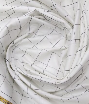 Giza House by Soktas White 100% Finest Egyptian Cotton Black Broad Checks Shirt Fabric (1.60 M)
