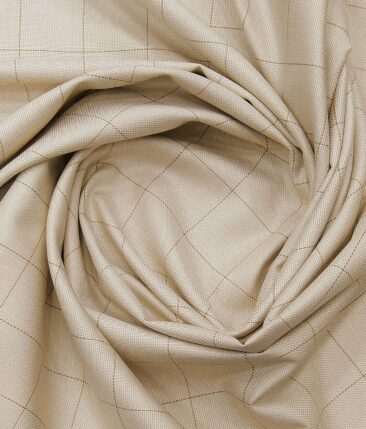 Giza House by Soktas Beige 100% Finest Egyptian Cotton Brown Checks Shirt Fabric (1.60 M)