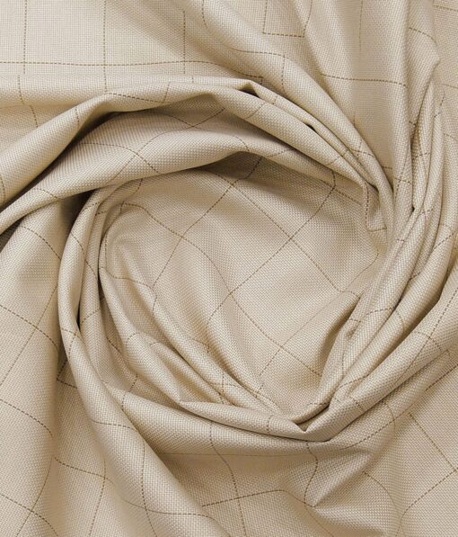 Giza House by Soktas Beige 100% Finest Egyptian Cotton Brown Checks Shirt Fabric (1.60 M)