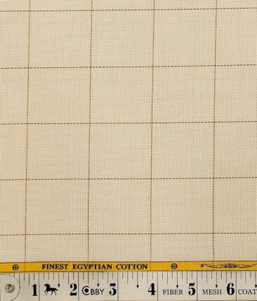 Giza House by Soktas Beige 100% Finest Egyptian Cotton Brown Checks Shirt Fabric (1.60 M)