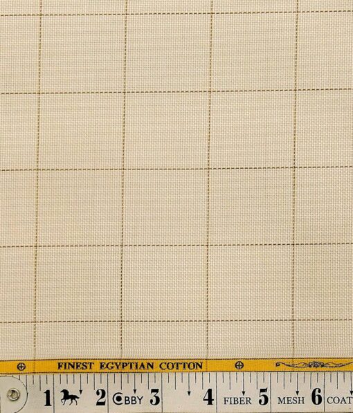 Giza House by Soktas Beige 100% Finest Egyptian Cotton Brown Checks Shirt Fabric (1.60 M)