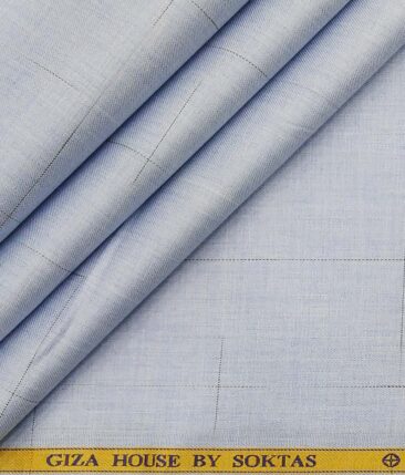 Giza House by Soktas Sky Blue 100% Finest Egyptian Cotton Self Design Shirt Fabric (1.60 M)