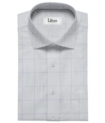 Giza House by Soktas Sky Blue 100% Finest Egyptian Cotton Blue Checks Shirt Fabric (1.60 M)