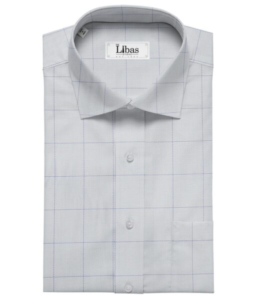 Giza House by Soktas Sky Blue 100% Finest Egyptian Cotton Blue Checks Shirt Fabric (1.60 M)