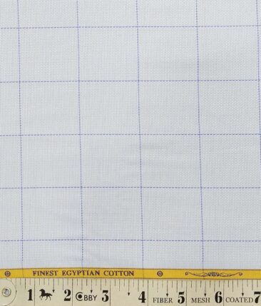Giza House by Soktas Sky Blue 100% Finest Egyptian Cotton Blue Checks Shirt Fabric (1.60 M)