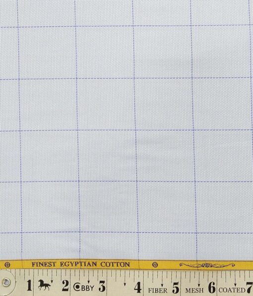 Giza House by Soktas Sky Blue 100% Finest Egyptian Cotton Blue Checks Shirt Fabric (1.60 M)