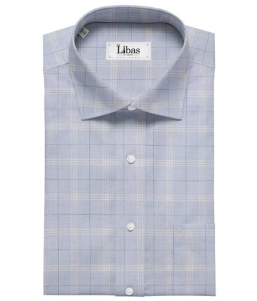 Giza House by Soktas Sky Blue 100% Finest Egyptian Cotton Burberry Checks Shirt Fabric (1.60 M)