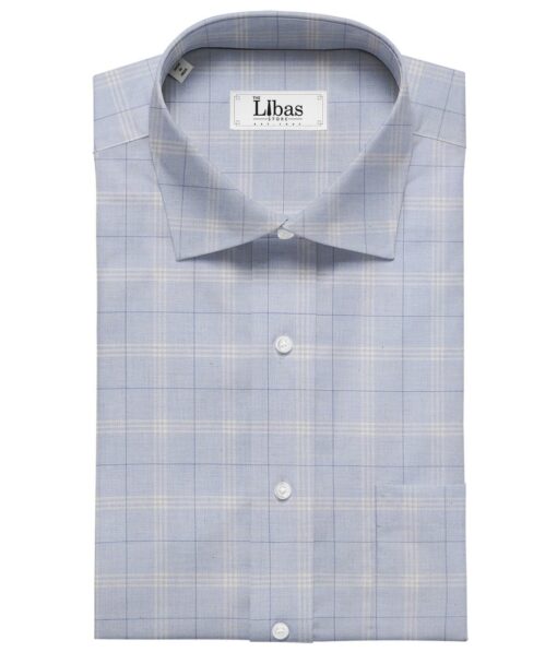 Giza House by Soktas Sky Blue 100% Finest Egyptian Cotton Burberry Checks Shirt Fabric (1.60 M)
