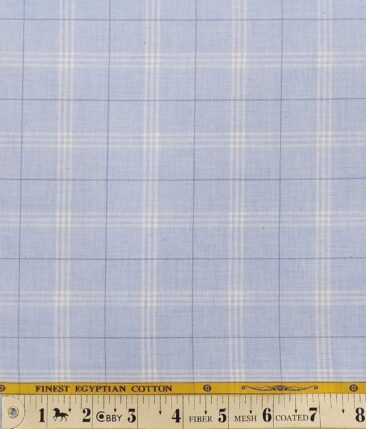 Giza House by Soktas Sky Blue 100% Finest Egyptian Cotton Burberry Checks Shirt Fabric (1.60 M)