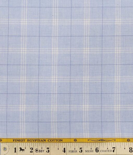 Giza House by Soktas Sky Blue 100% Finest Egyptian Cotton Burberry Checks Shirt Fabric (1.60 M)