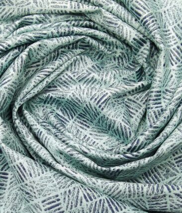 Solino Mint Green 100% Super Fine Premium Cotton Blue Print Shirt Fabric (1.60 M)