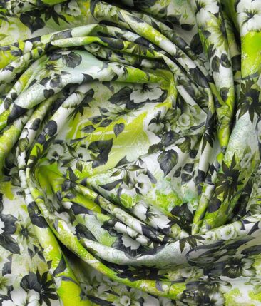 Solino Green 100% Super Fine Premium Cotton Multi Color Digital Print Shirt Fabric (1.60 M)