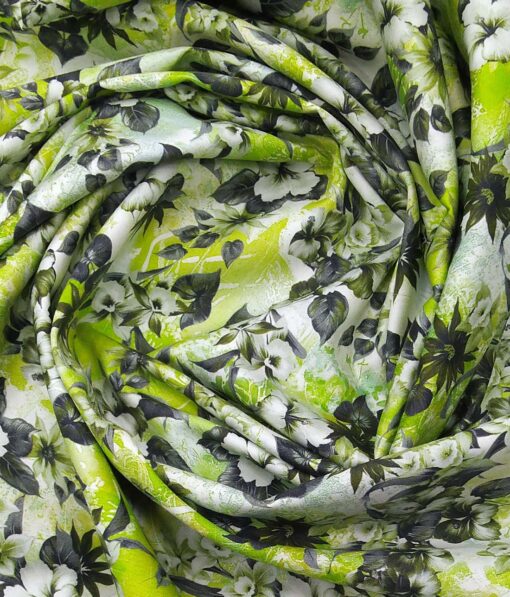Solino Green 100% Super Fine Premium Cotton Multi Color Digital Print Shirt Fabric (1.60 M)