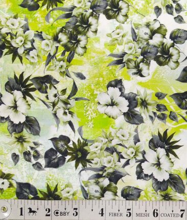 Solino Green 100% Super Fine Premium Cotton Multi Color Digital Print Shirt Fabric (1.60 M)