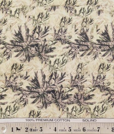 Solino Yellow 100% Super Fine Premium Cotton Multi Color Digital Floral Print Shirt Fabric (1.60 M) - Image 4