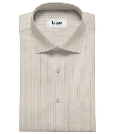 Arvind Men's Off- White 100% Premium Cotton Striped Shirt Fabric (1.60 M)