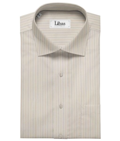 Arvind Men's Off- White 100% Premium Cotton Striped Shirt Fabric (1.60 M)