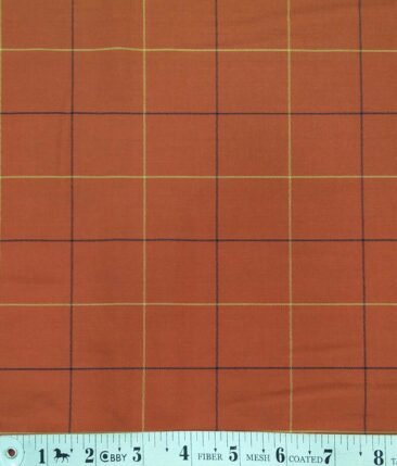 Bombay Rayon Bronze Orange 100% Pure Cotton Broad Checks Shirt Fabric (1.60 M)