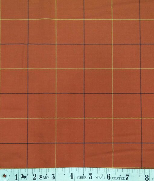 Bombay Rayon Bronze Orange 100% Pure Cotton Broad Checks Shirt Fabric (1.60 M)