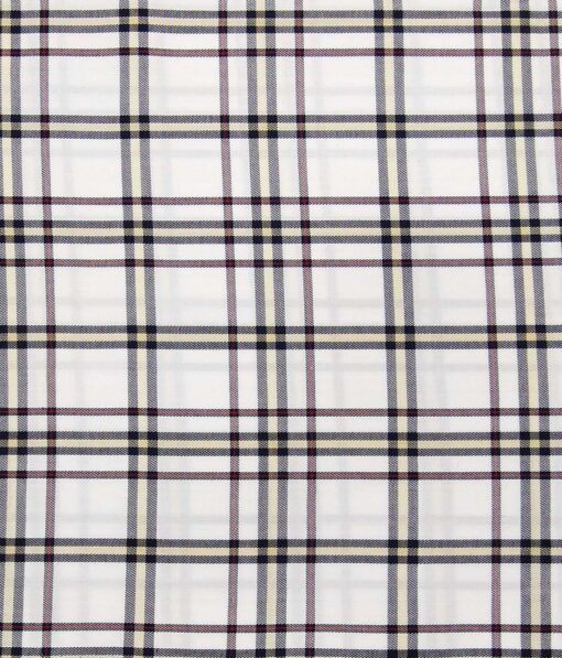 Bombay Rayon White 100% Pure Cotton Multi Color Burberry Checks Shirt Fabric (1.60 M)