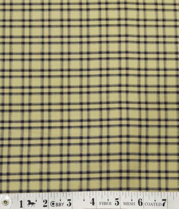Bombay Rayon Fawn Beige 100% Pure Cotto Dark blue Burberry Checks Shirt Fabric (1.60 M)